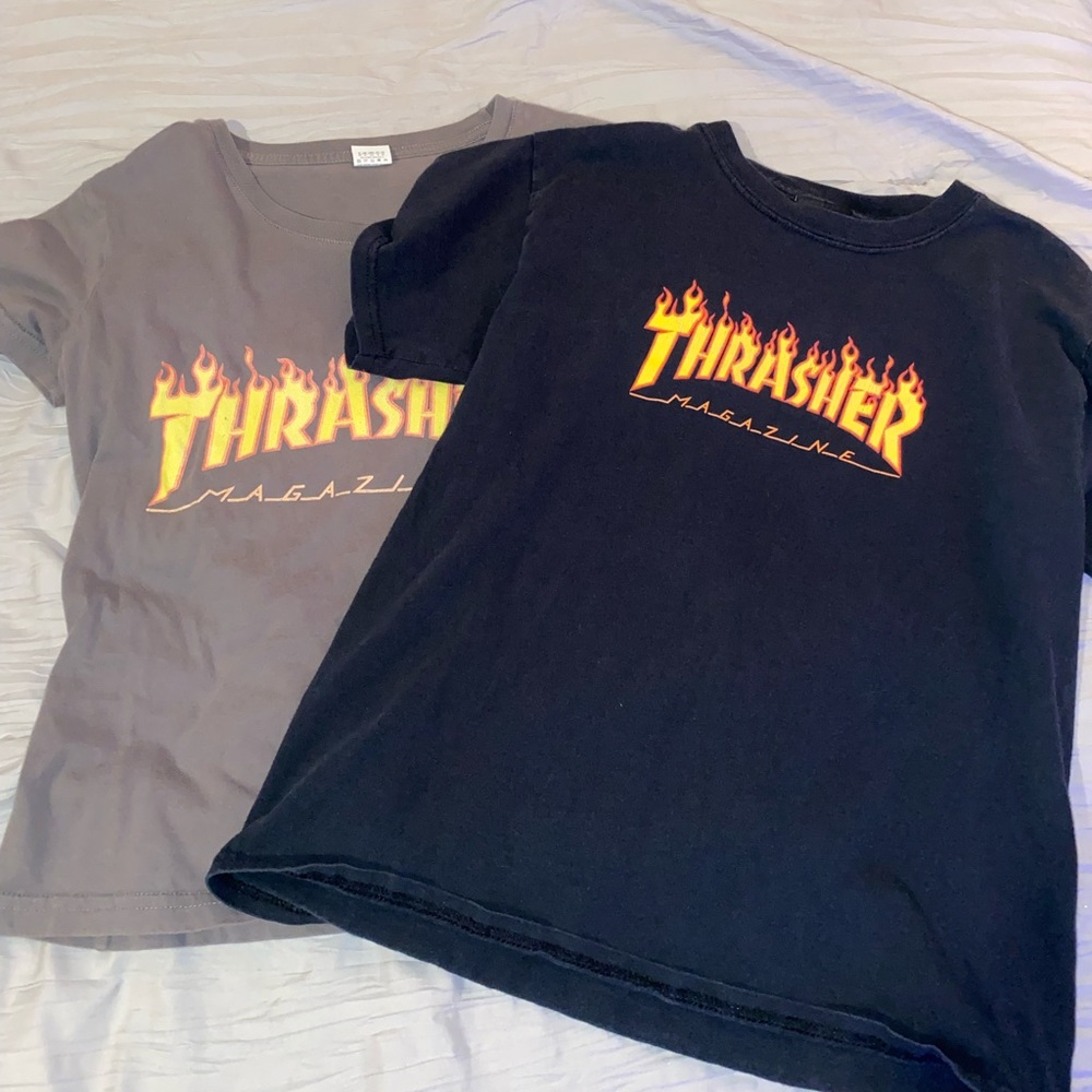Vintage and black thrasher shirts.